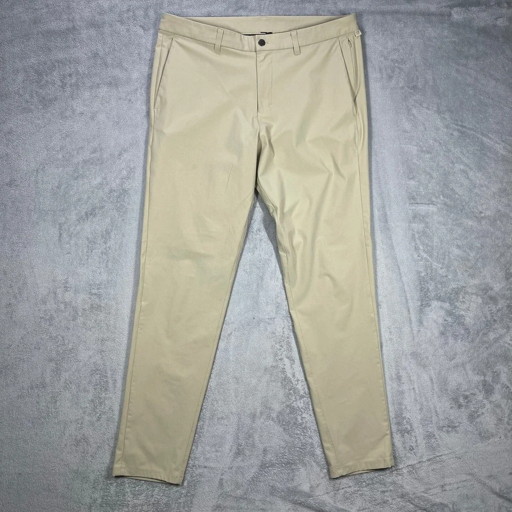 Lululemon Commission Slim-Fit Pants Mens 38 Khaki Tan Performance Chino READ